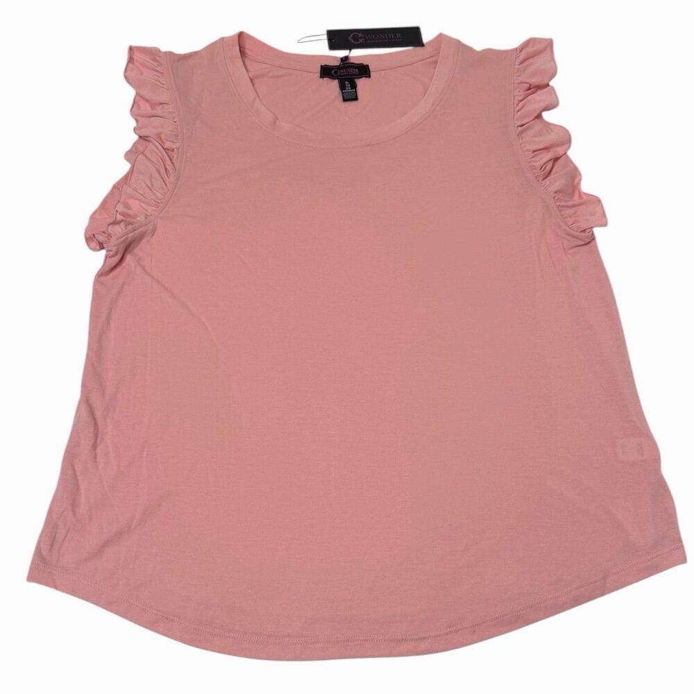 Pajama Top Women XL Pink Ruffle Sleeve Sleepwear Lounge Soft Casual Night 👚